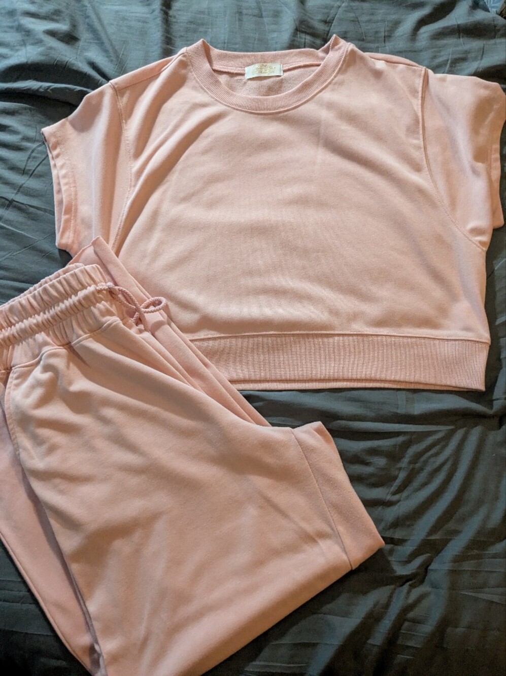 Soft Pink Women's Lounge Set XL— Crop Top & Pants
